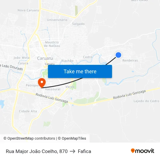 Rua Major João Coelho, 870 to Fafica map
