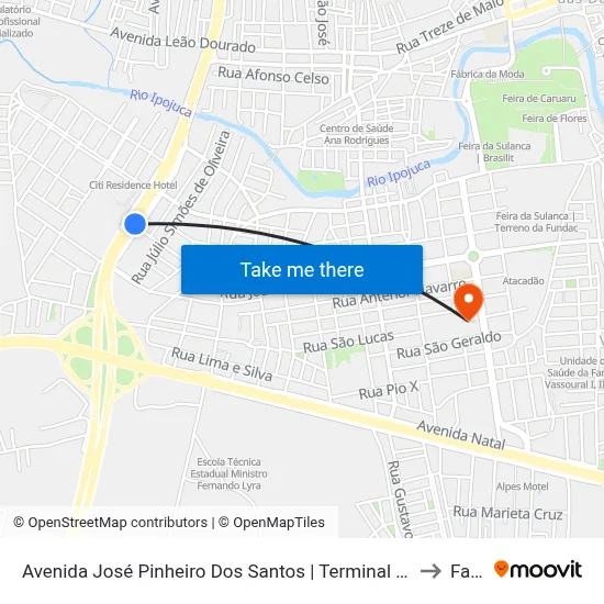 Avenida José Pinheiro Dos Santos | Terminal Rodoviário De Caruaru to Fafica map