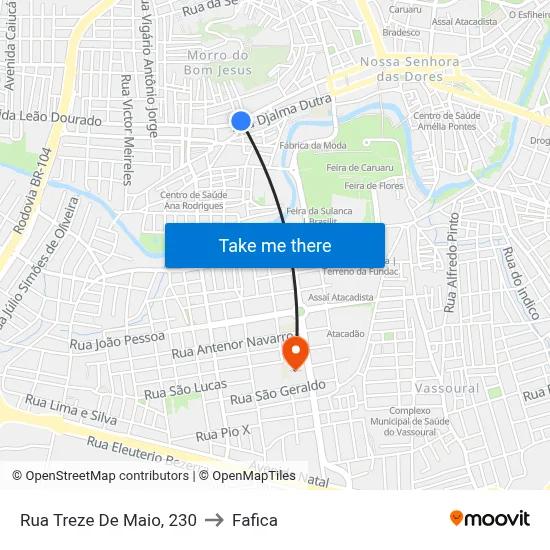 Rua Treze De Maio, 230 to Fafica map