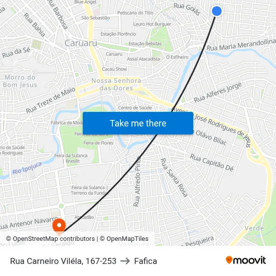 Rua Carneiro Viléla, 167-253 to Fafica map