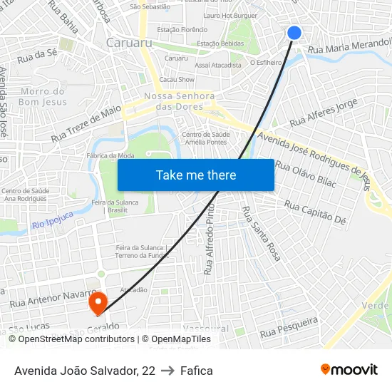 Avenida João Salvador, 22 to Fafica map