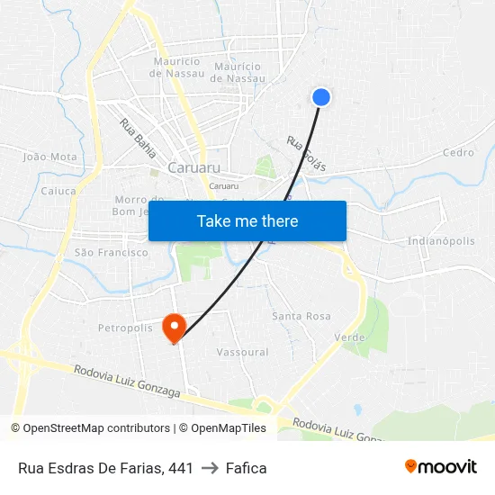 Rua Esdras De Farias, 441 to Fafica map