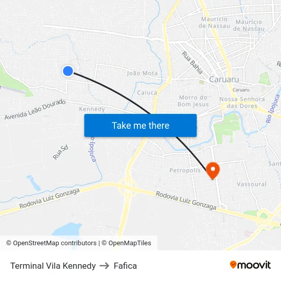 Terminal Vila Kennedy to Fafica map