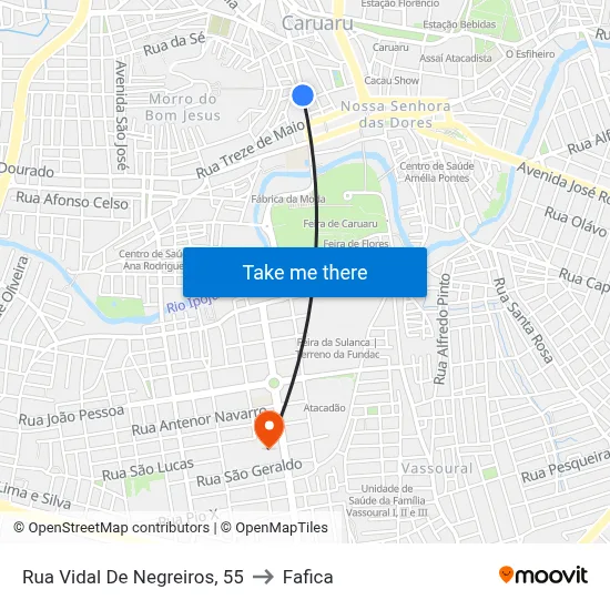 Rua Vidal De Negreiros, 55 to Fafica map