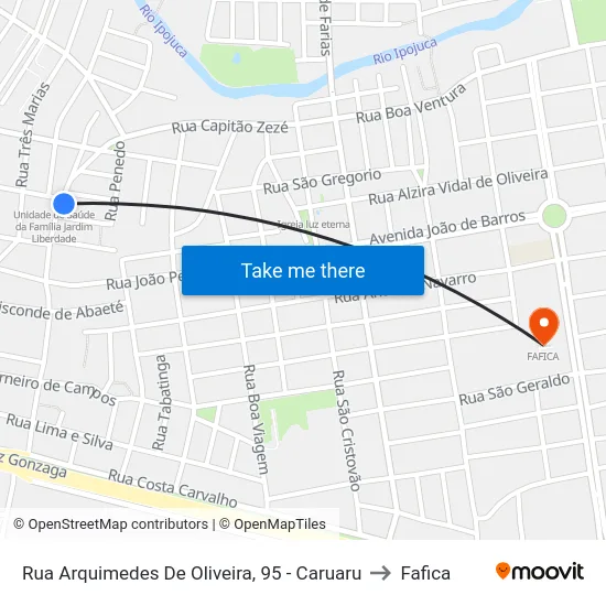 Rua Arquimedes De Oliveira, 95 - Caruaru to Fafica map