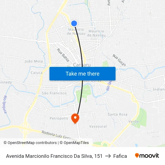 Avenida Marcionilo Francisco Da Silva, 151 to Fafica map