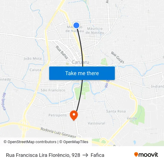 Rua Francisca Líra Florêncio, 928 to Fafica map