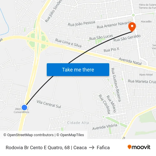 Rodovia Br Cento E Quatro, 68 | Ceaca to Fafica map