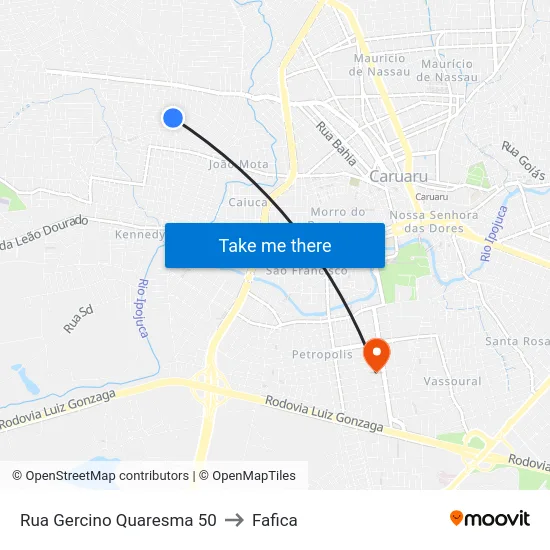 Rua Gercino Quaresma 50 to Fafica map
