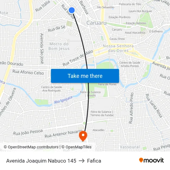 Avenida Joaquim Nabuco 145 to Fafica map