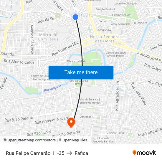Rua Felipe Camarão 11-35 to Fafica map