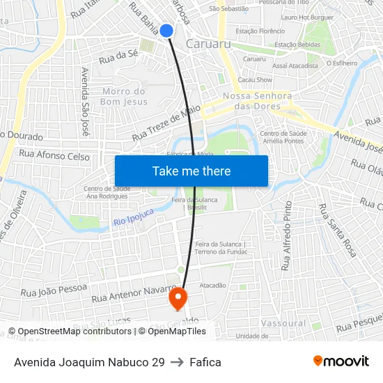 Avenida Joaquim Nabuco 29 to Fafica map
