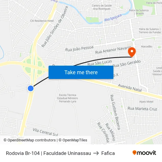 Rodovia Br-104 | Faculdade Uninassau to Fafica map