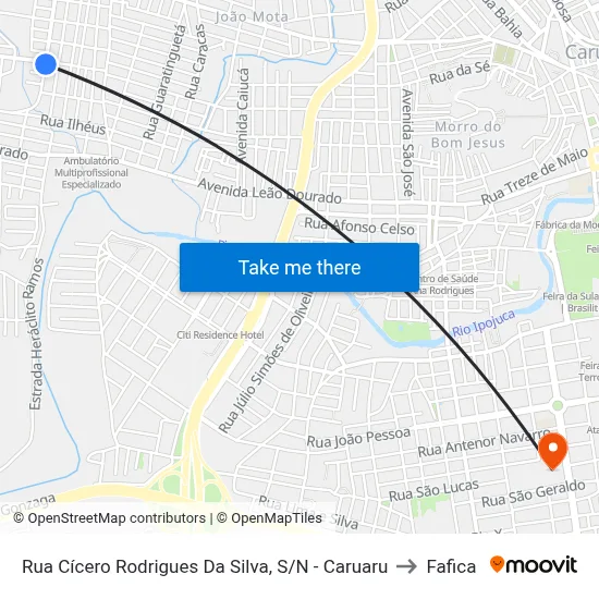 Rua Cícero Rodrigues Da Silva, S/N - Caruaru to Fafica map