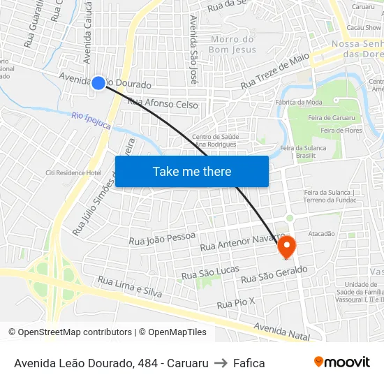 Avenida Leão Dourado, 484 - Caruaru to Fafica map