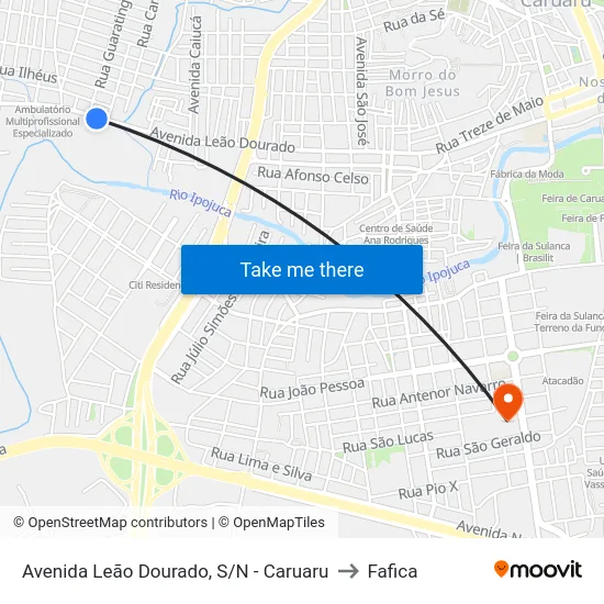 Avenida Leão Dourado, S/N - Caruaru to Fafica map
