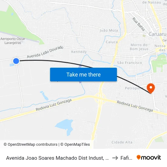 Avenida Joao Soares Machado Dist Indust, 21 to Fafica map