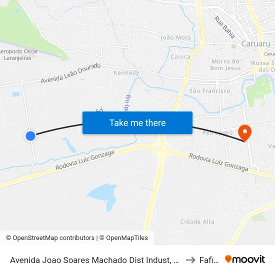 Avenida Joao Soares Machado Dist Indust, 1000 to Fafica map