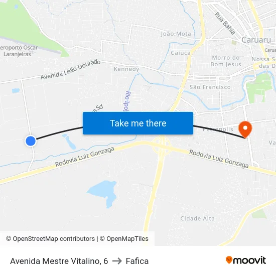 Avenida Mestre Vitalino, 6 to Fafica map