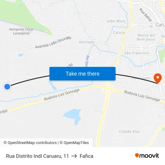 Rua Distrito Indl Caruaru, 11 to Fafica map