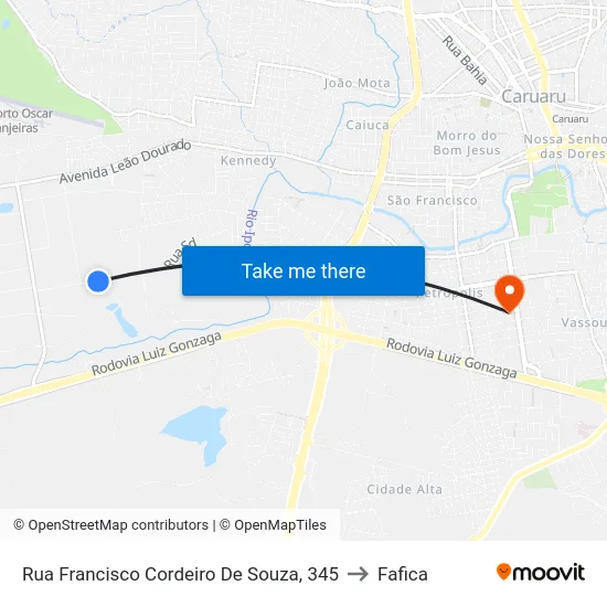 Rua Francisco Cordeiro De Souza, 345 to Fafica map