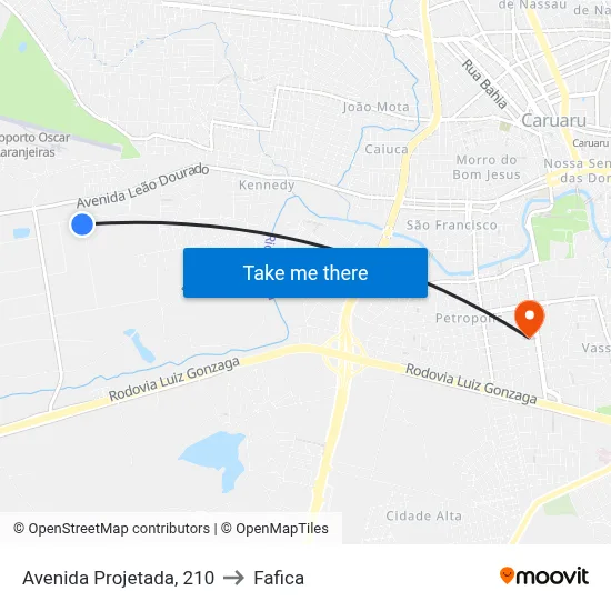 Avenida Projetada, 210 to Fafica map