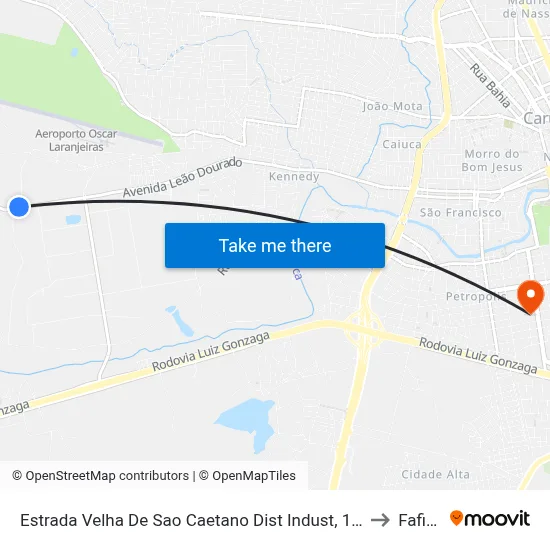 Estrada Velha De Sao Caetano Dist Indust, 1201 to Fafica map