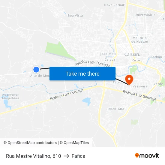 Rua Mestre Vitalino, 610 to Fafica map
