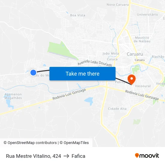Rua Mestre Vitalino, 424 to Fafica map
