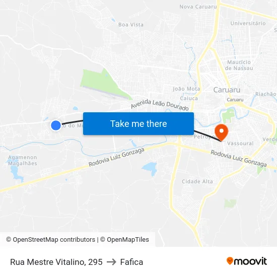 Rua Mestre Vitalino, 295 to Fafica map