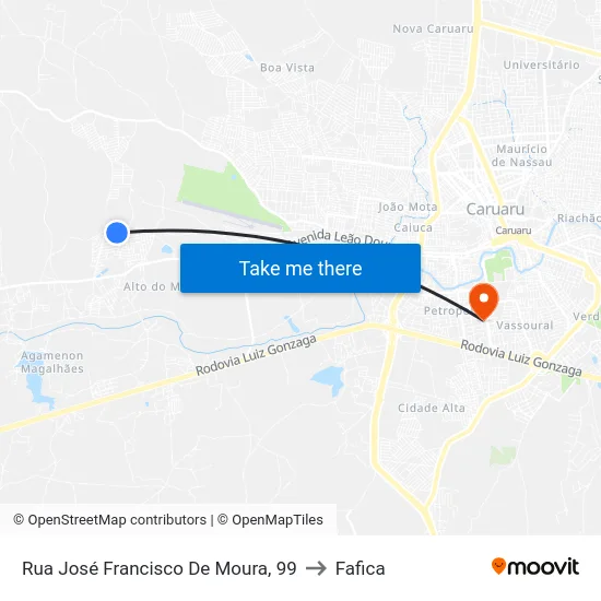 Rua José Francisco De Moura, 99 to Fafica map
