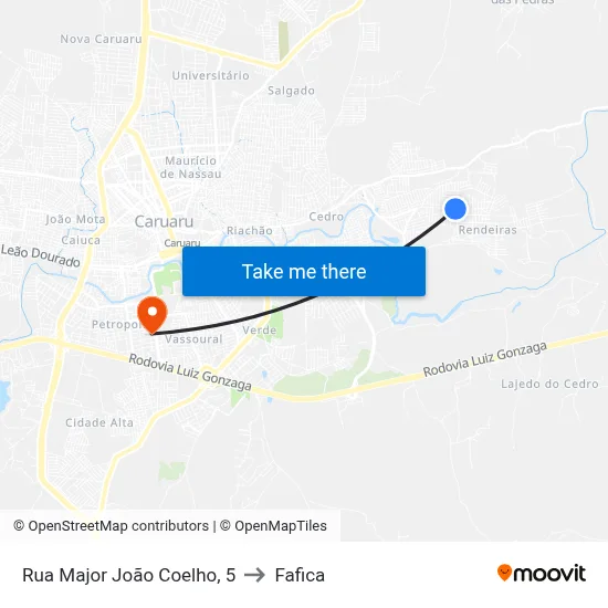 Rua Major João Coelho, 5 to Fafica map