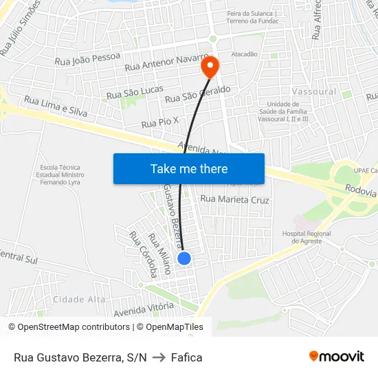 Rua Gustavo Bezerra, S/N to Fafica map