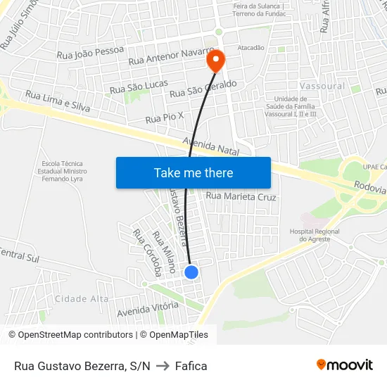 Rua Gustavo Bezerra, S/N to Fafica map