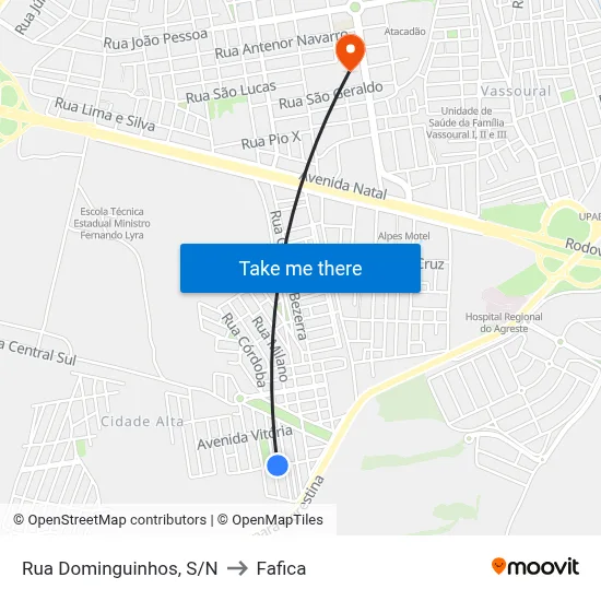 Rua Dominguinhos, S/N to Fafica map