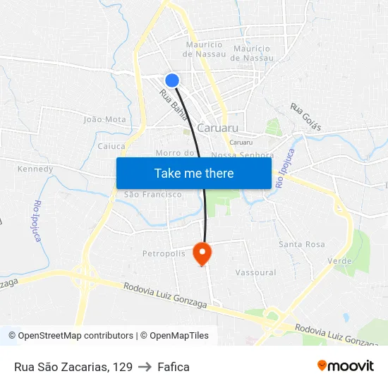 Rua São Zacarias, 129 to Fafica map