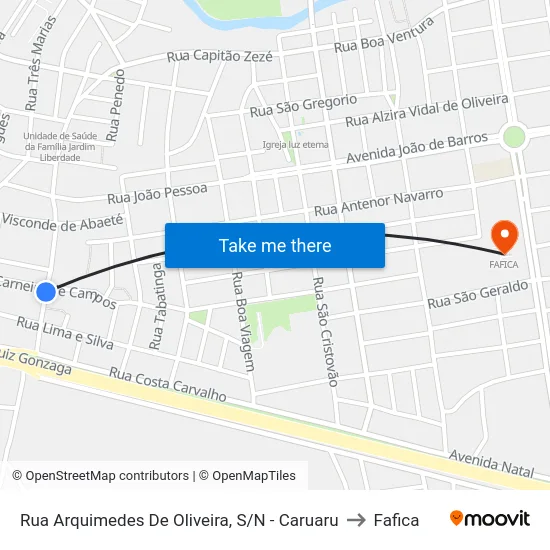 Rua Arquimedes De Oliveira, S/N - Caruaru to Fafica map