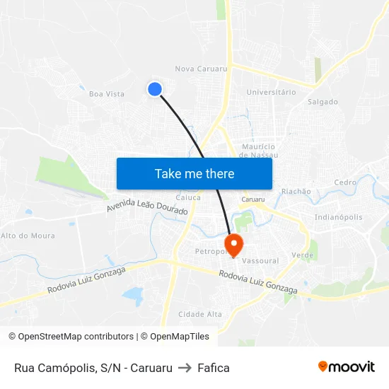Rua Camópolis, S/N - Caruaru to Fafica map