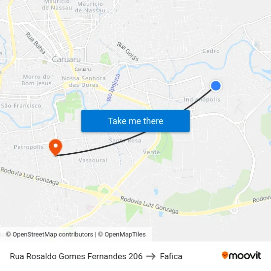 Rua Rosaldo Gomes Fernandes 206 to Fafica map