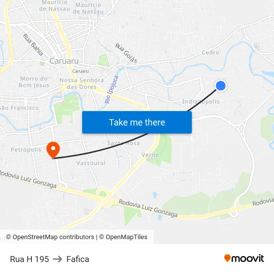 Rua H 195 to Fafica map