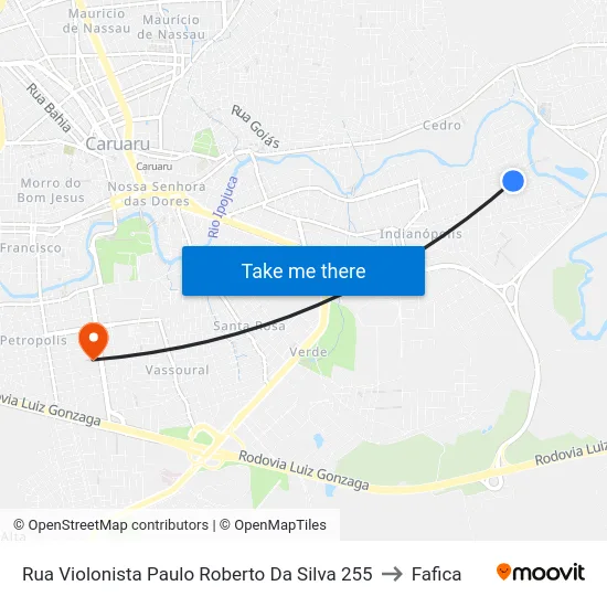 Rua Violonista Paulo Roberto Da Silva 255 to Fafica map