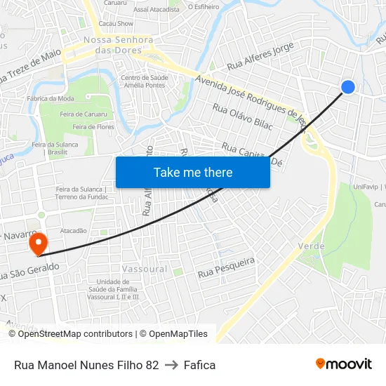 Rua Manoel Nunes Filho 82 to Fafica map