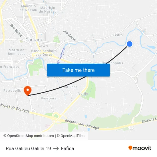 Rua Galileu Galilei 19 to Fafica map