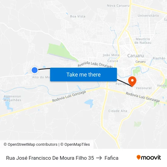 Rua José Francisco De Moura Filho 35 to Fafica map