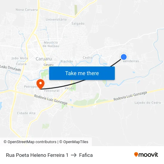 Rua Poeta Heleno Ferreira 1 to Fafica map