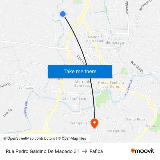 Rua Pedro Galdino De Macedo 31 to Fafica map