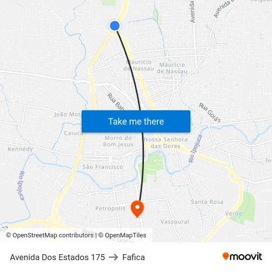Avenida Dos Estados 175 to Fafica map