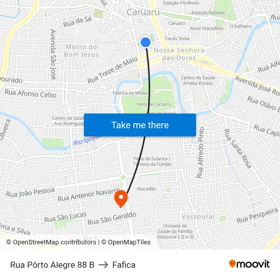 Rua Pôrto Alegre 88 B to Fafica map