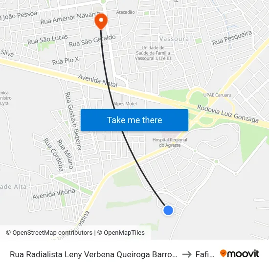 Rua Radialista Leny Verbena Queiroga Barros 204 to Fafica map