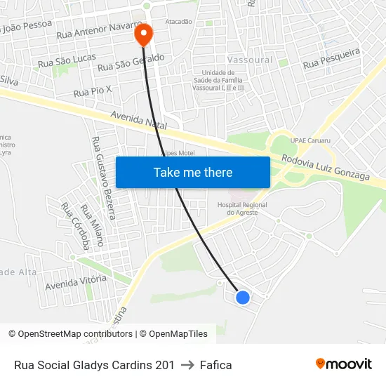 Rua Social Gladys Cardins 201 to Fafica map